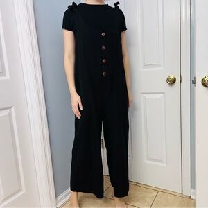 ASOS Jumpsuit Black Wide Leg Button Up Casual Sleeveless Minimalist 6 Small